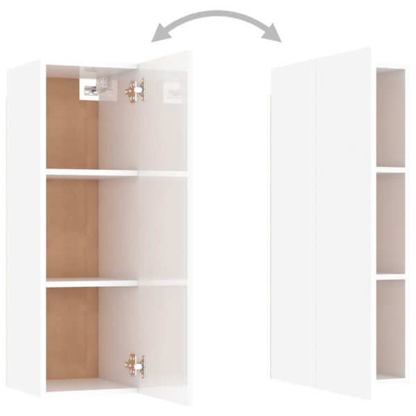 5 pcs conjunto de móveis de TV contraplacado branco brilhante - Image 7