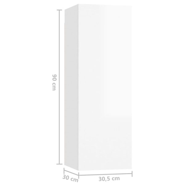 5 pcs conjunto de móveis de TV contraplacado branco brilhante - Image 11