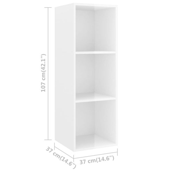 3 pcs conjunto de móveis de TV contraplacado branco brilhante - Image 6