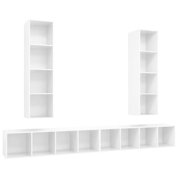 Armários de parede para TV 4 pcs contraplacado branco brilhante - Image 2