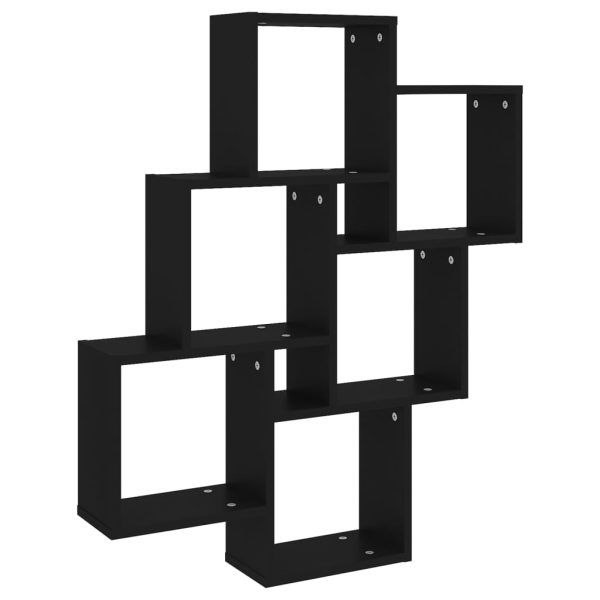Estante de parede cúbica 78x15x93 cm contraplacado preto - Image 2