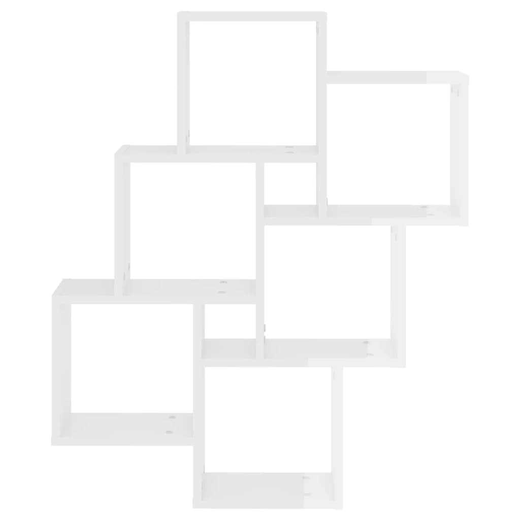 Estante de parede cúbica 78x15x93 cm contrapl. branco brilhante - Image 4
