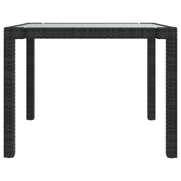 Mesa de jardim 90x90x75 cm vidro temperado e vime PE preto - Image 4