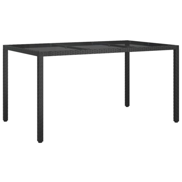 Mesa de jardim 150x90x75 cm vidro temperado e vime PE preto - Image 2