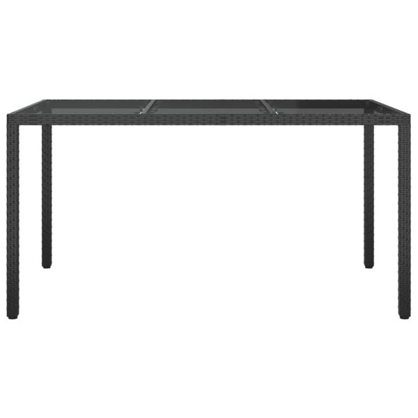 Mesa de jardim 150x90x75 cm vidro temperado e vime PE preto - Image 3