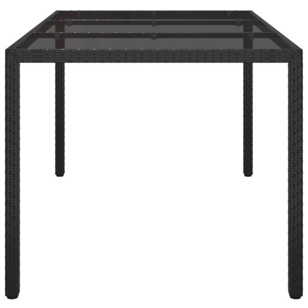 Mesa de jardim 150x90x75 cm vidro temperado e vime PE preto - Image 4