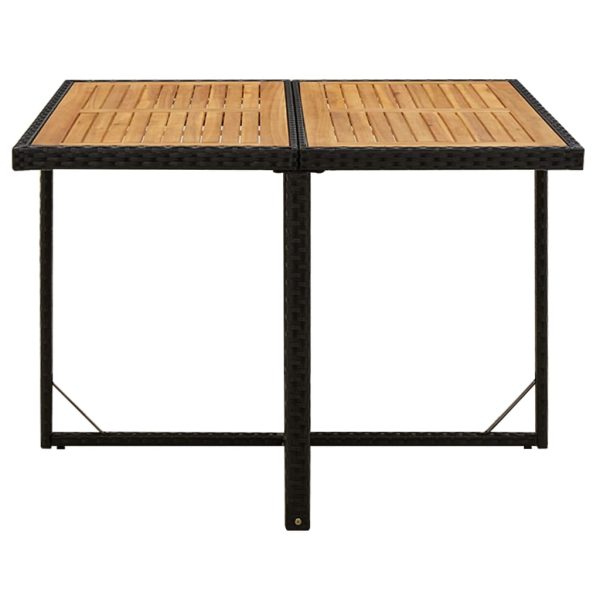Mesa de jardim 109x107x74 cm vime PE e acácia maciça preto - Image 2