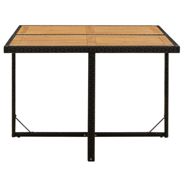 Mesa de jardim 109x107x74 cm vime PE e acácia maciça preto - Image 3