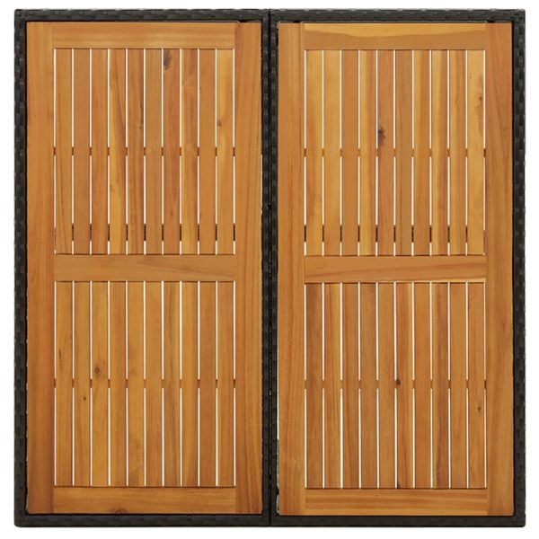Mesa de jardim 109x107x74 cm vime PE e acácia maciça preto - Image 4