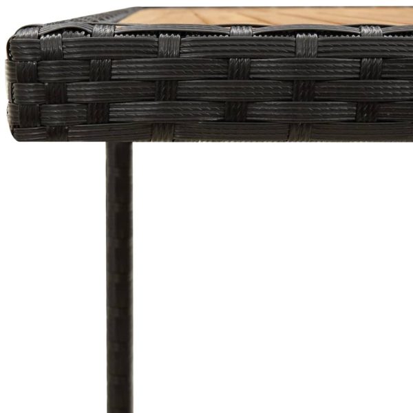 Mesa de jardim 109x107x74 cm vime PE e acácia maciça preto - Image 5