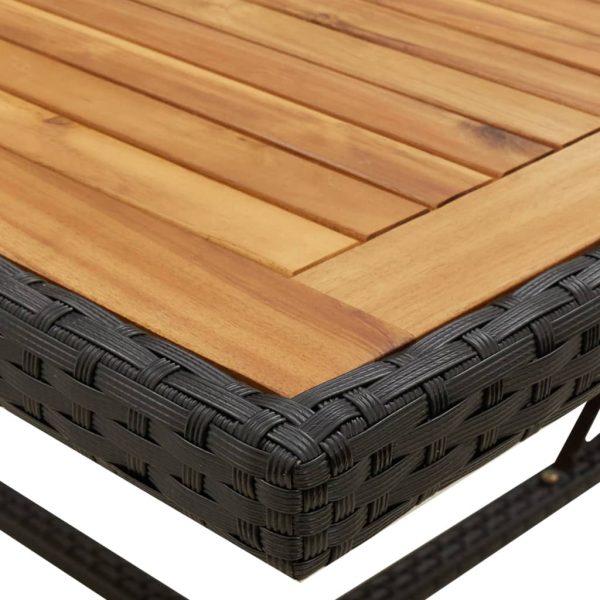 Mesa de jardim 109x107x74 cm vime PE e acácia maciça preto - Image 6