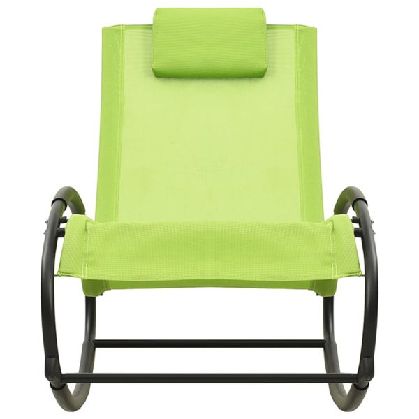 Espreguiçadeira com almofada aço e textilene verde - Image 3