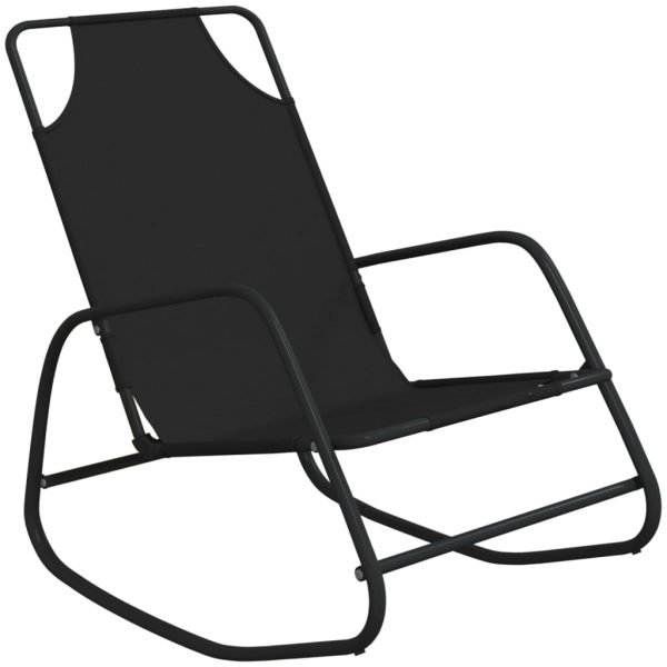 Espreguiçadeira baloiço aço e textilene preto - Image 2