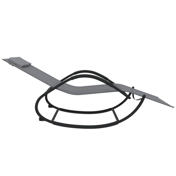 Espreguiçadeiras baloiço 2 pcs aço e textilene cinzento - Image 5