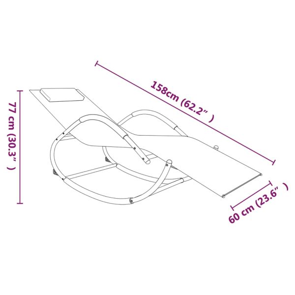 Espreguiçadeiras baloiço 2 pcs aço e textilene cinzento - Image 7