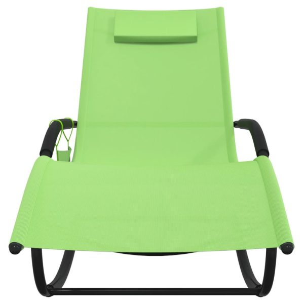 Espreguiçadeiras baloiço 2 pcs aço e textilene verde - Image 4