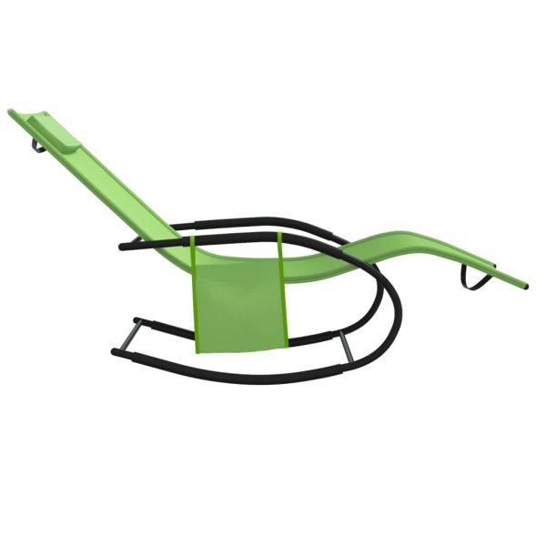 Espreguiçadeiras baloiço 2 pcs aço e textilene verde - Image 5