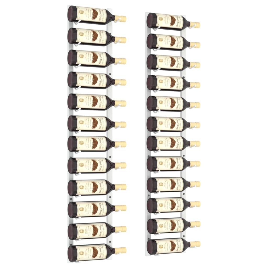 Garrafeira de parede para 12 garrafas 2 pcs ferro branco - Image 3