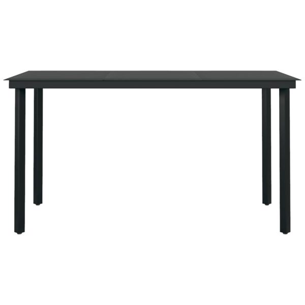 Mesa de jantar para jardim 140x70x74 cm aço e vidro preto - Image 3