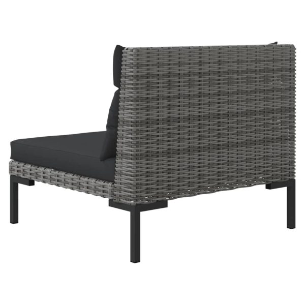 Sofás de jardim com almofadões semicircular 3 pcs vime PE - Image 8