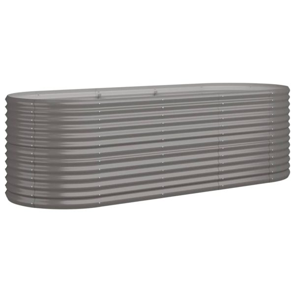 Vaso/floreira de jardim aço revestido a pó 224x80x68 cm cinza - Image 2