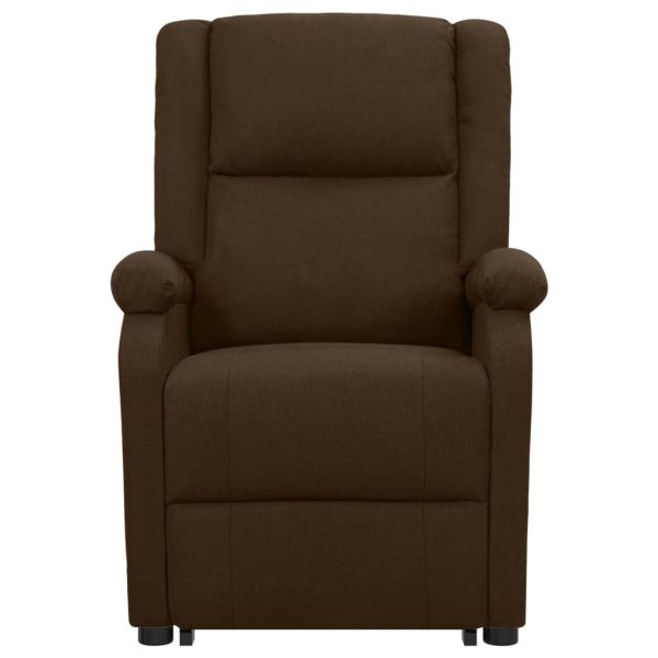 Poltrona reclinável elevatória massagens tecido castanho-escuro - Image 3