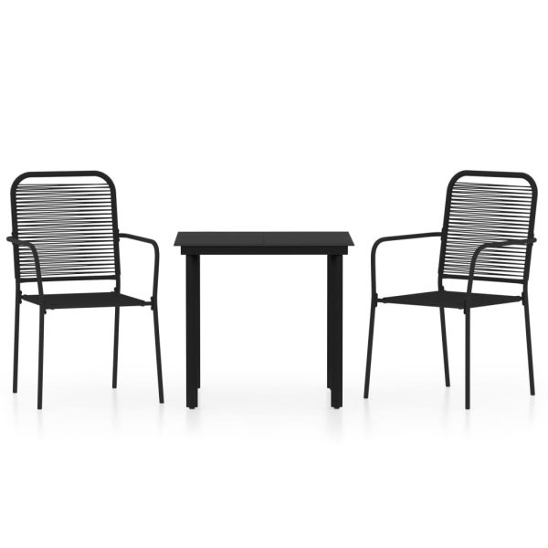 3 pcs conjunto de jantar para jardim preto - Image 2