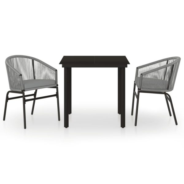 3 pcs conjunto de jantar para jardim cinzento - Image 2