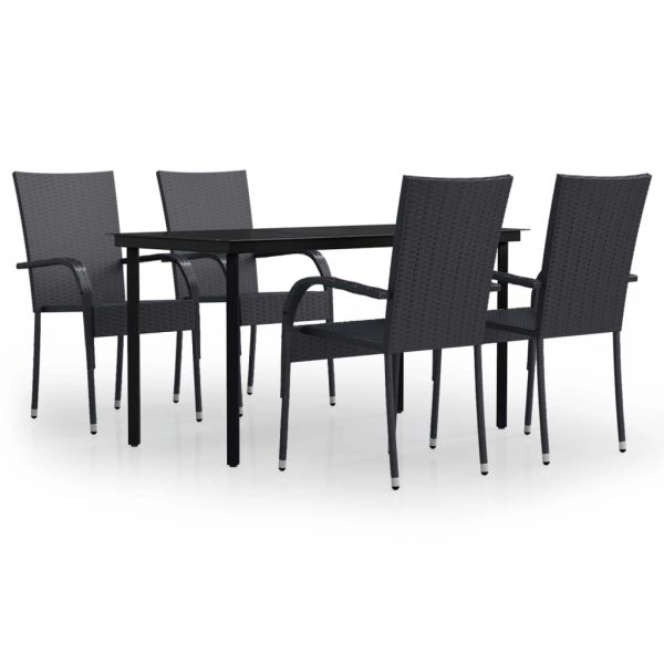 5 pcs conjunto de jantar para jardim preto - Image 2