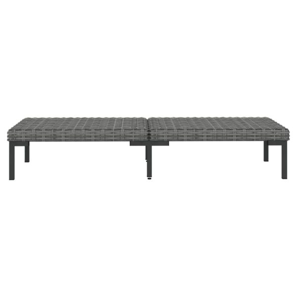 5 pcs conj. lounge jardim c/ almofadões vime PE cinzento-escuro - Image 6