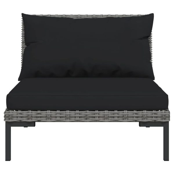 10 pcs conj. lounge jardim c/ almofadões vime PE cinza-escuro - Image 4