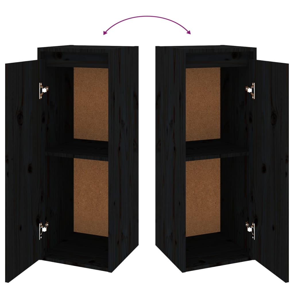 Móveis de TV 2 pcs madeira de pinho maciça preto - Image 8