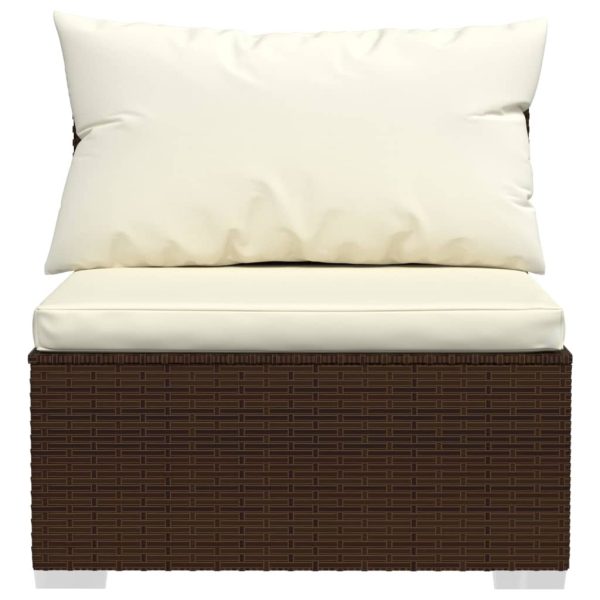 2 pcs conjunto lounge jardim c/ almofadões vime PE castanho - Image 4