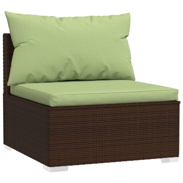 2 pcs conjunto lounge de jardim c/ almofadões vime PE castanho - Image 3