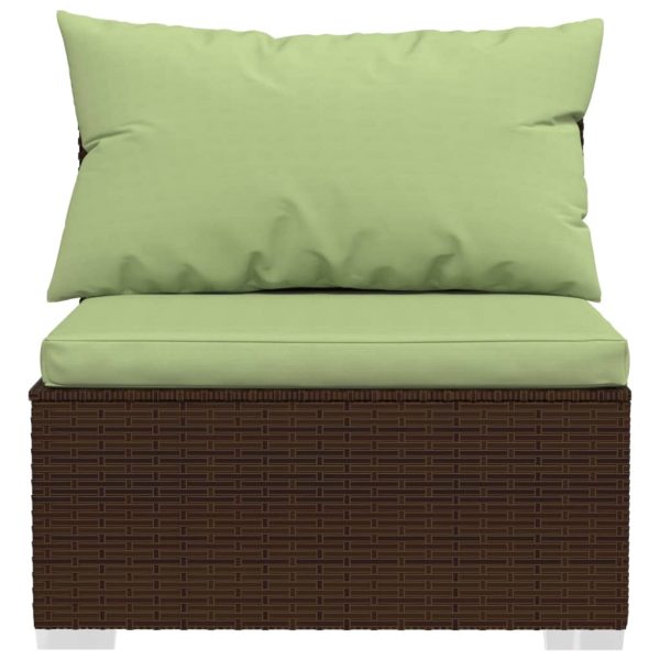 2 pcs conjunto lounge de jardim c/ almofadões vime PE castanho - Image 4