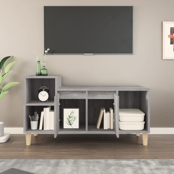 Móvel de TV 100x35x55 cm derivados de madeira cinzento sonoma - Image 3