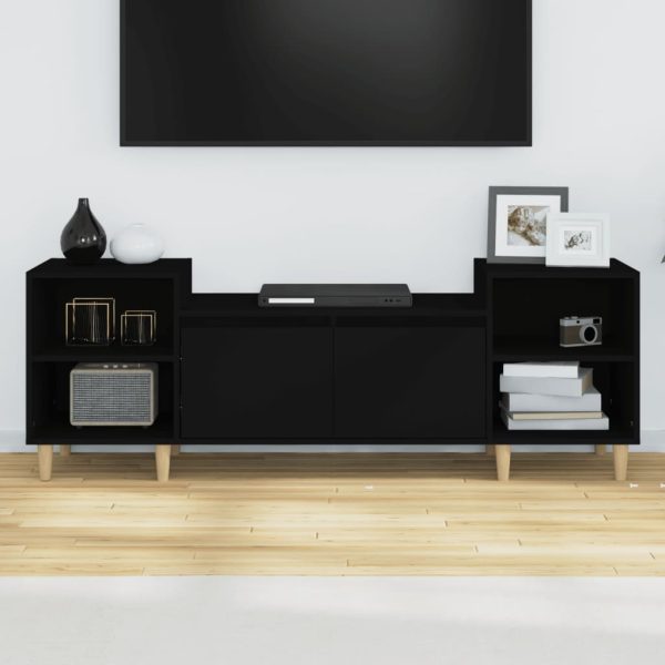 Móvel de TV 160x35x55 cm derivados de madeira preto - Image 3