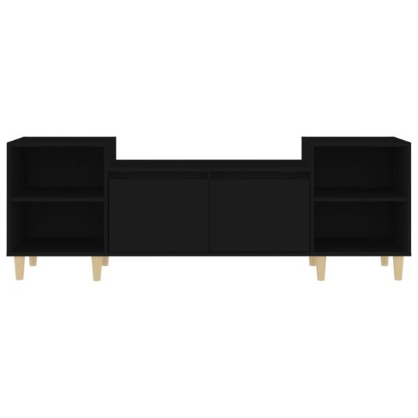 Móvel de TV 160x35x55 cm derivados de madeira preto - Image 6