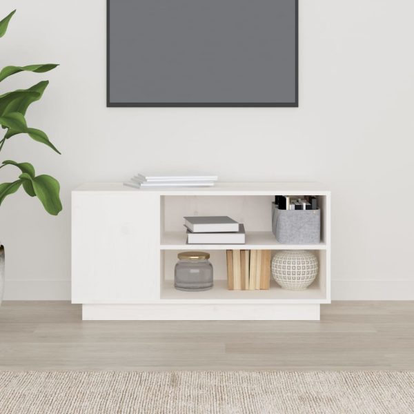 Móvel de TV 80x35x40,5 cm madeira de pinho maciça branco - Image 3