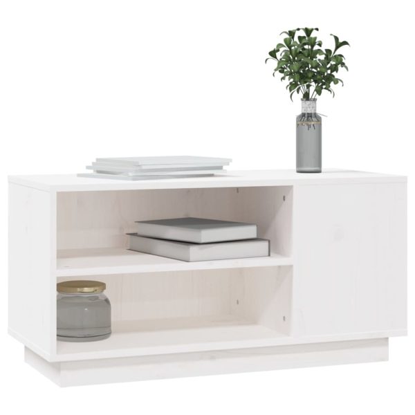 Móvel de TV 80x35x40,5 cm madeira de pinho maciça branco - Image 4