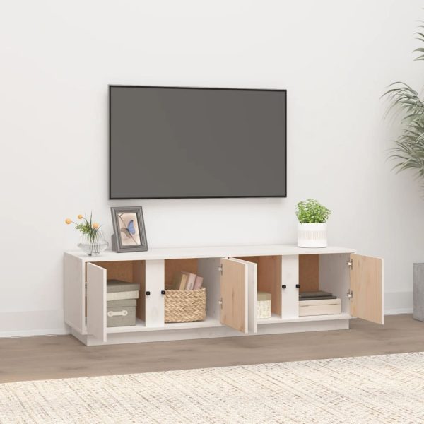 Móvel de TV 140x40x40 cm madeira de pinho maciça branco - Image 3