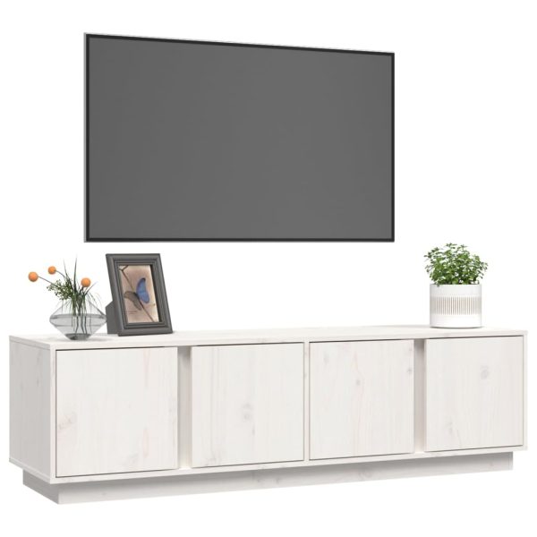 Móvel de TV 140x40x40 cm madeira de pinho maciça branco - Image 4