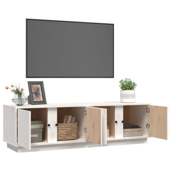 Móvel de TV 140x40x40 cm madeira de pinho maciça branco - Image 5