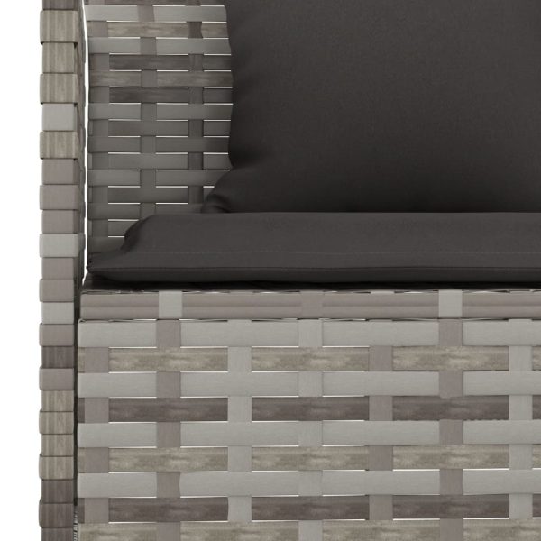 2 pcs conjunto de jantar p/ jardim c/ almofadões vime PE cinza - Image 6
