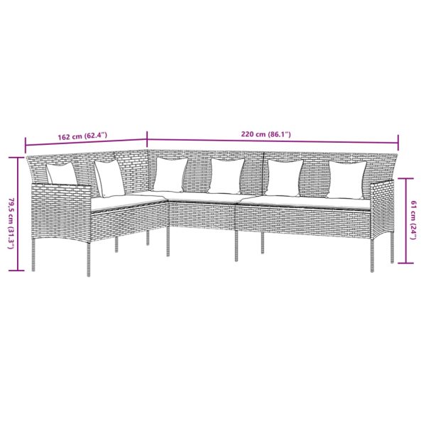 2 pcs conjunto de jantar p/ jardim c/ almofadões vime PE cinza - Image 8