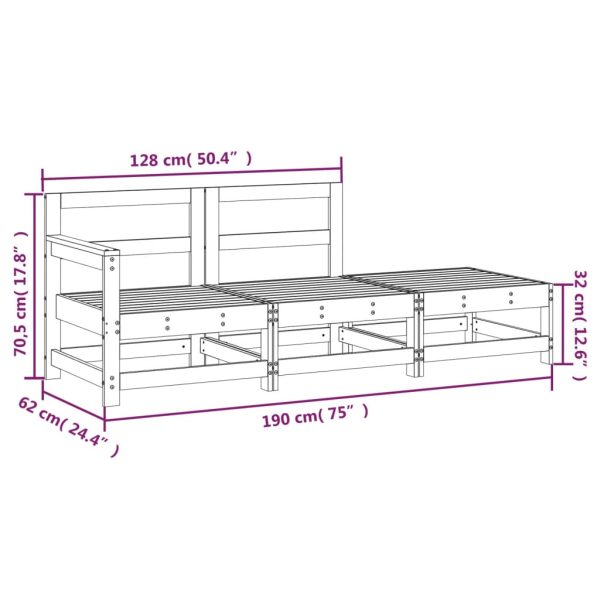 3 pcs conjunto lounge de jardim madeira de douglas maciça - Image 8
