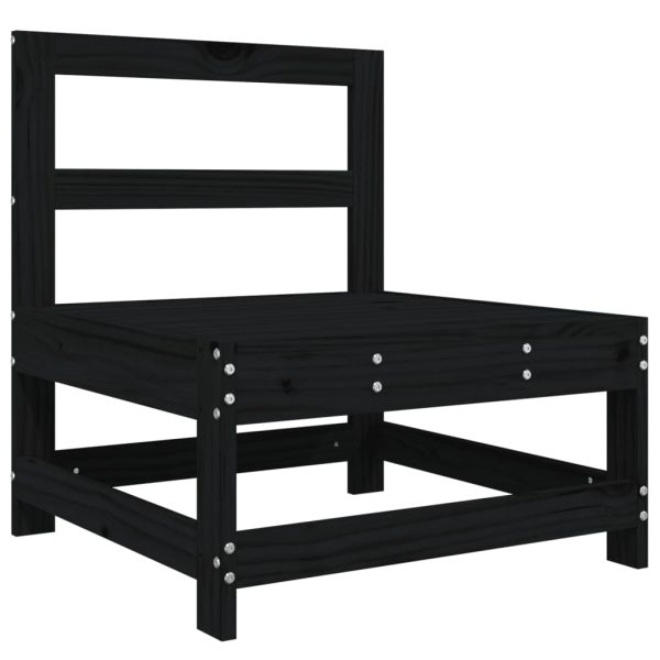 3 pcs conjunto lounge de jardim madeira de pinho maciça preto - Image 5