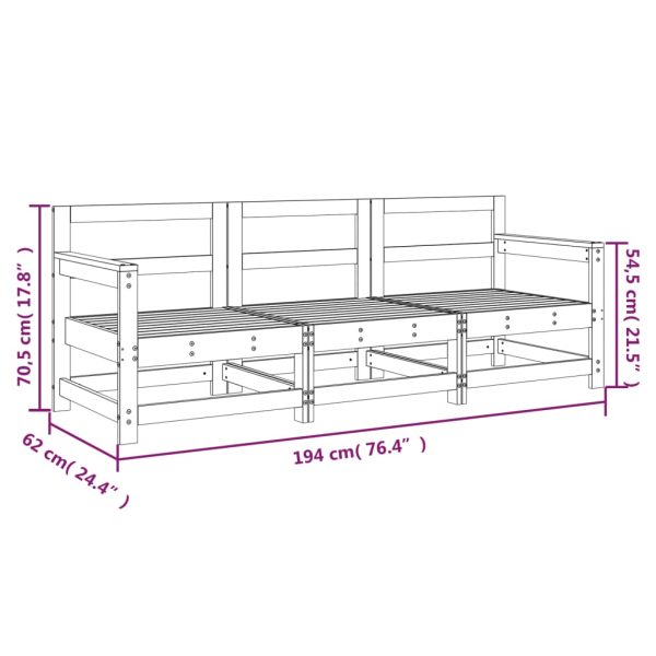 3 pcs conjunto lounge de jardim madeira de pinho maciça preto - Image 7