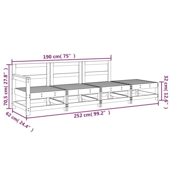 4 pcs conjunto lounge de jardim madeira de pinho impregnada - Image 8