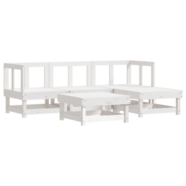5 pcs conjunto lounge de jardim madeira de pinho maciça branco - Image 2